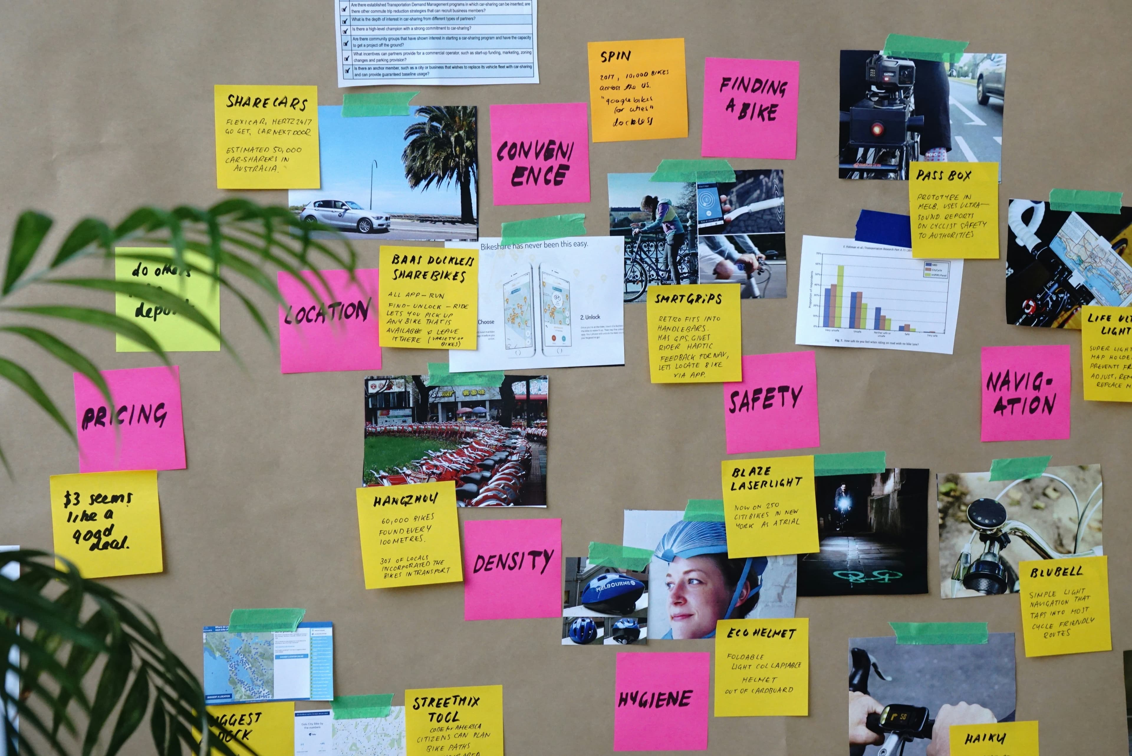 Colorful sticky notes on wall
